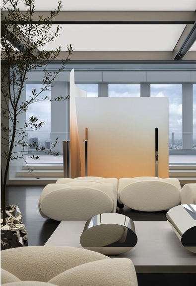 Illuminated gradient resin partition
