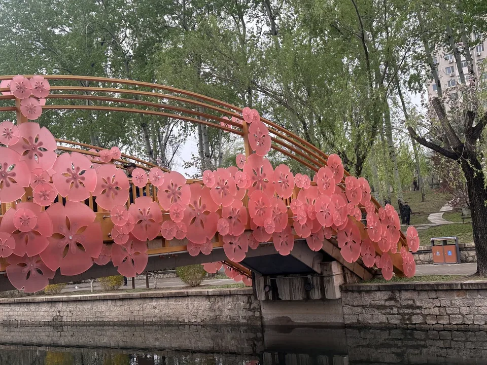 Beijing outdoor flower bridge - detail view